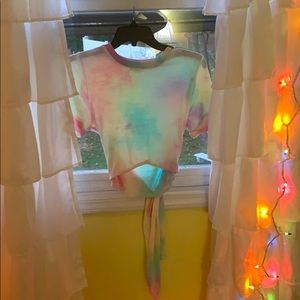 Tye dye wrap cropped shirt